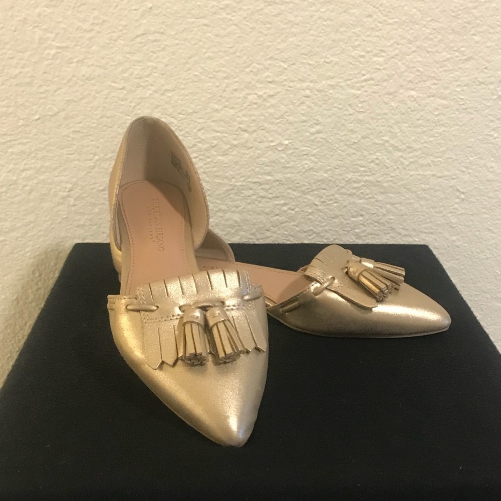 Christian Siriano Gold Metallic Tassel Flats